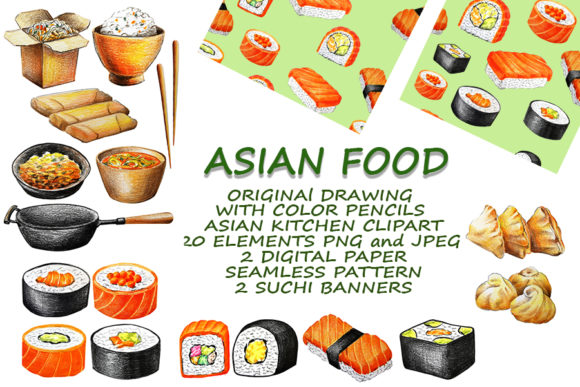Asian Food Clipart, Asian Kitchen Bundle: A Creative Resource for Design Enthusiasts