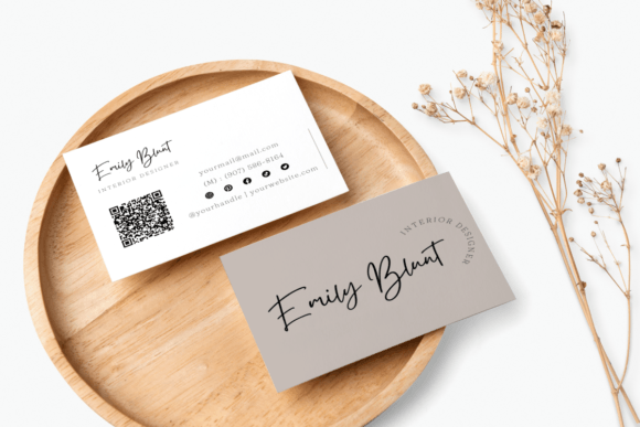 Boho Business Cards with QR Code