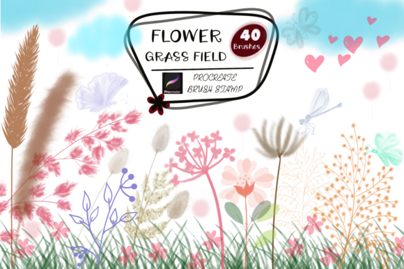 FLOWER GRASS FIELD Procreate Brush Stamp: A Creative Resource for Digital Designers